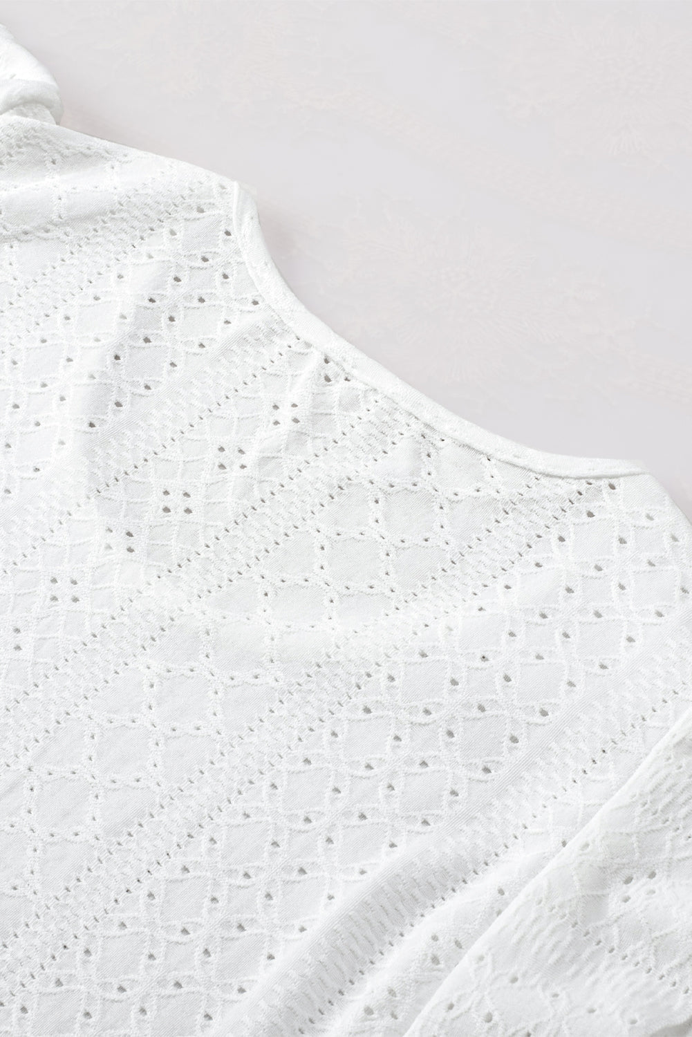 Textured Ruffle Short Sleeve Blouse
