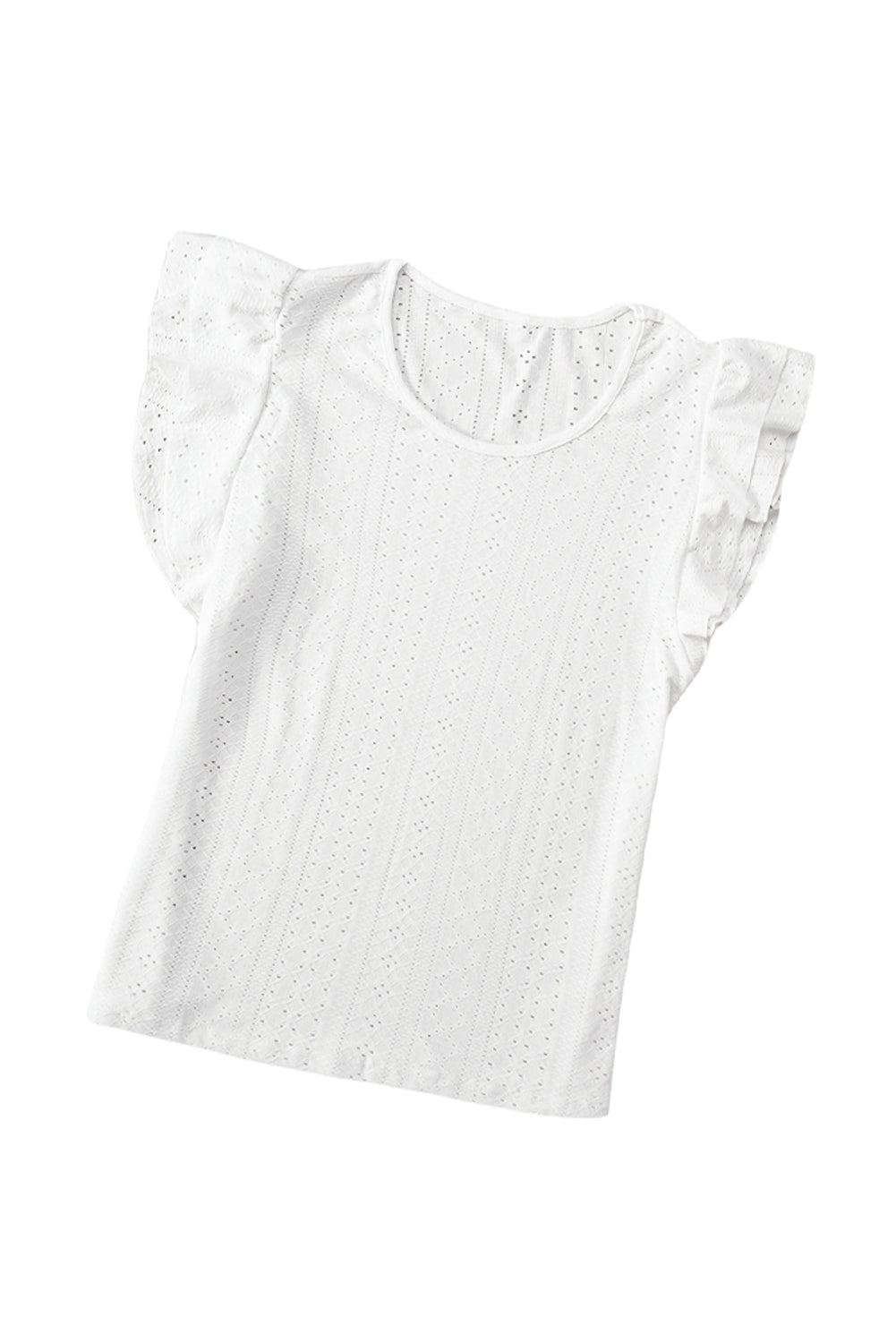 Textured Ruffle Short Sleeve Blouse