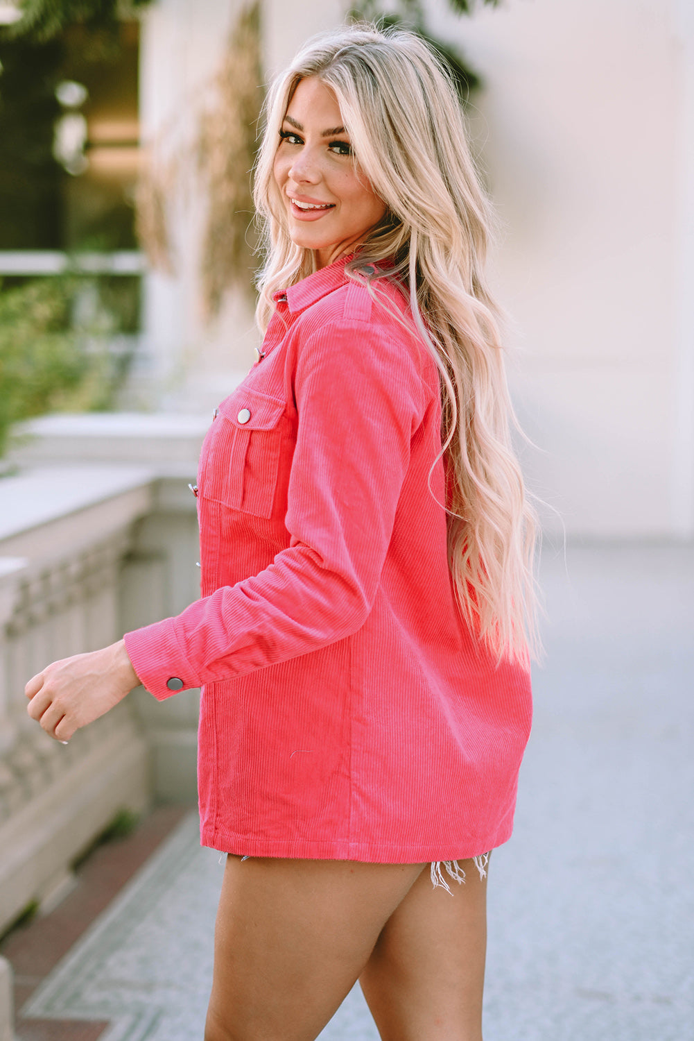 Pink Buttoned Corduroy Jacket