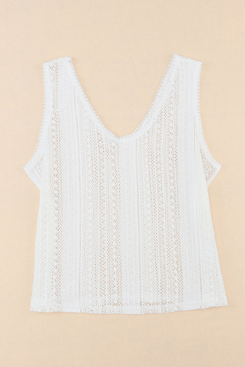 White Lace Crochet Open Back Tank Top