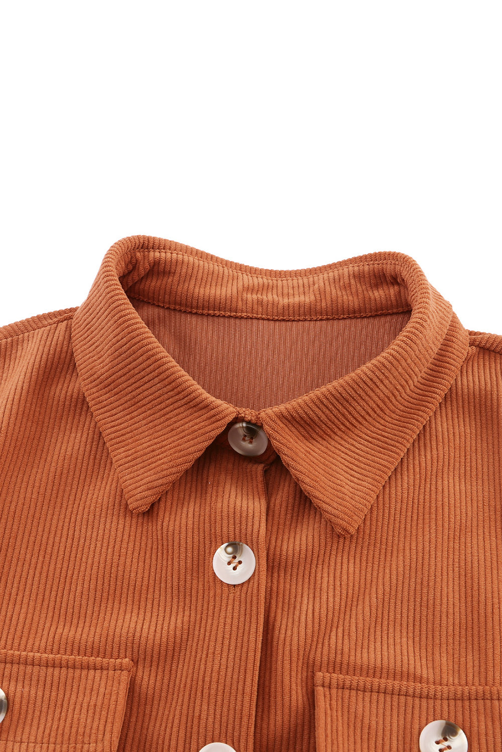 Khaki Corduroy Long Sleeve Shirt Dress