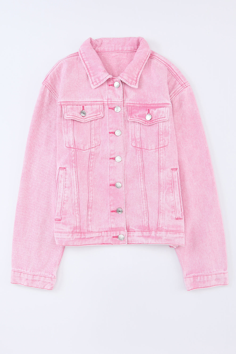 Pink Acid Wash Denim Jacket