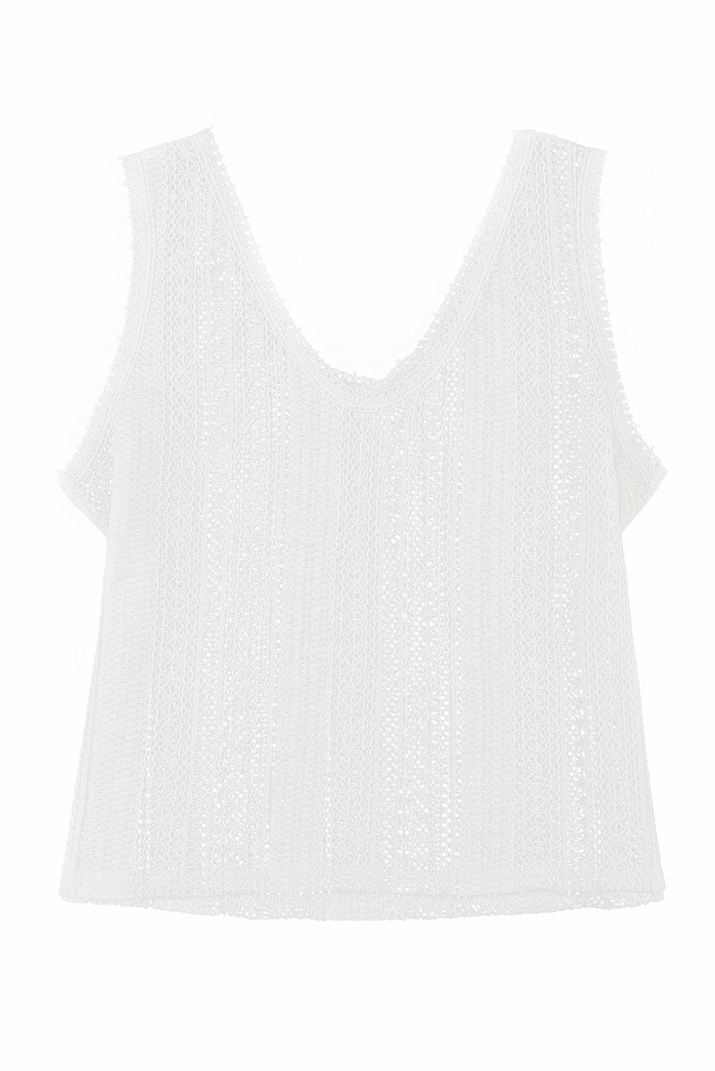 White Lace Crochet Open Back Tank Top