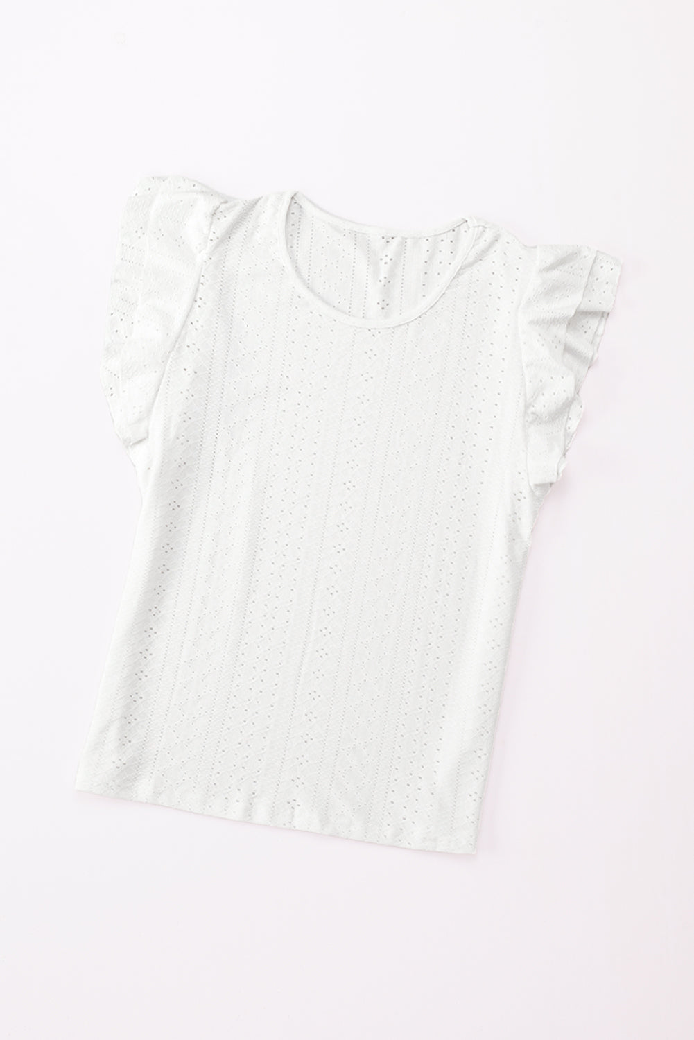 Textured Ruffle Short Sleeve Blouse