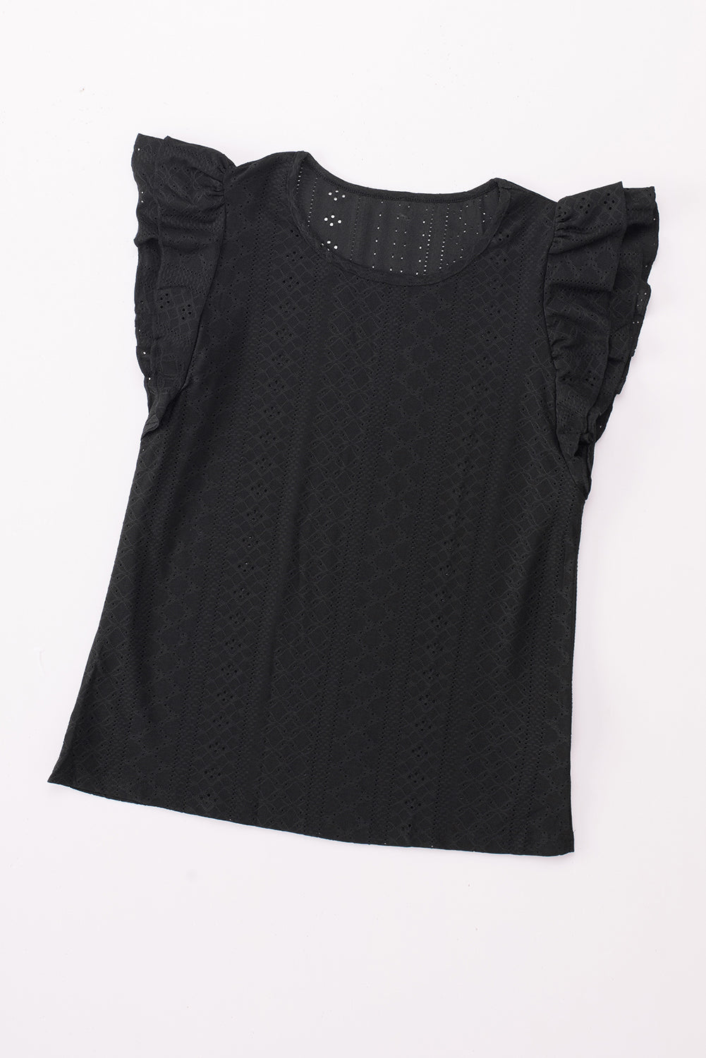 Textured Ruffle Short Sleeve Blouse