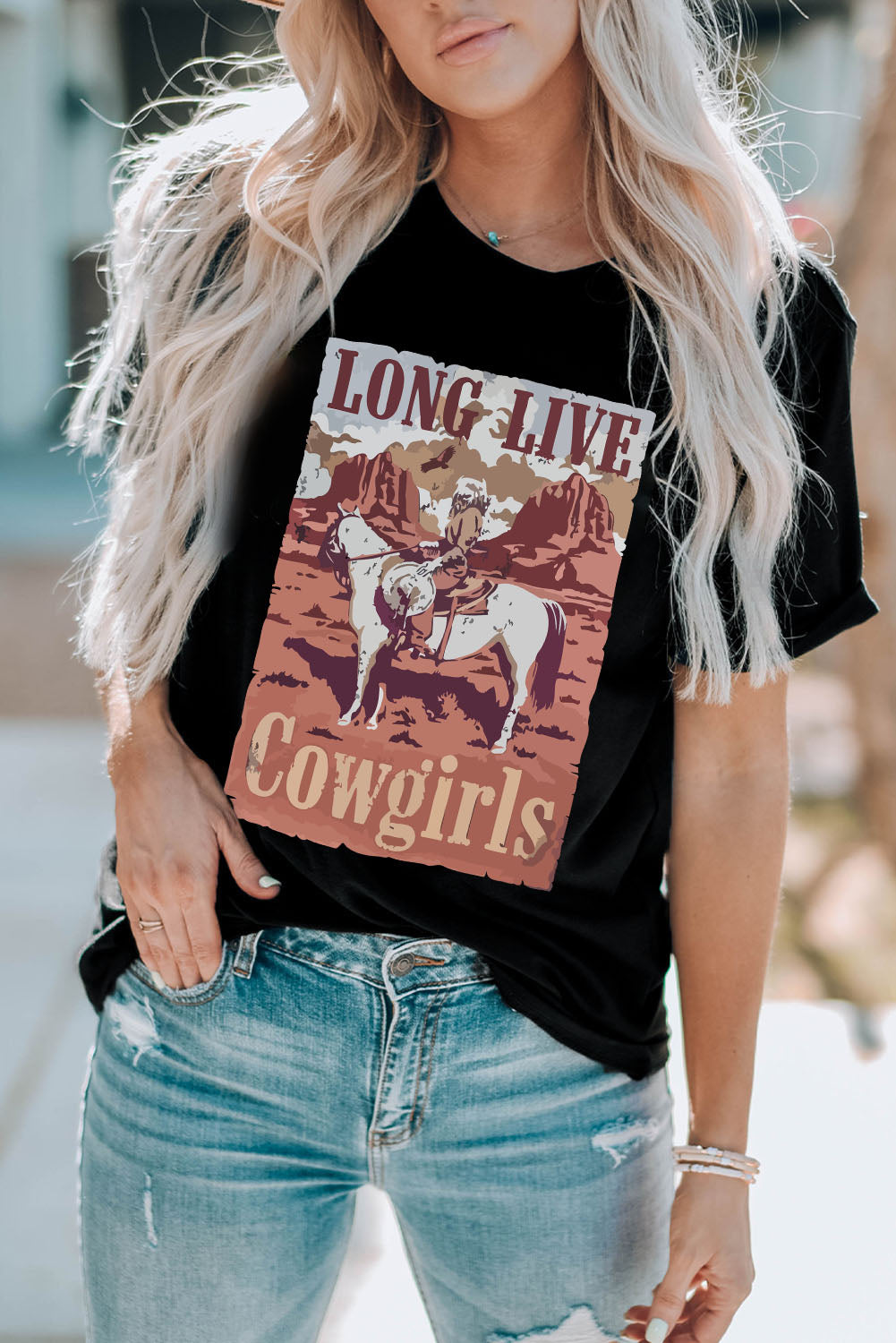 Black LONG LIVE Cowgirls Graphic Tee