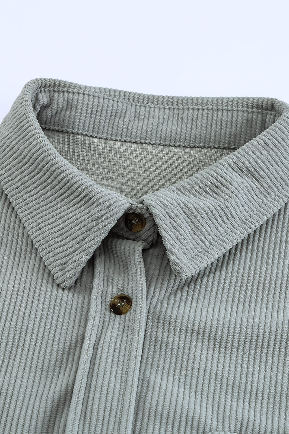 Light Gray Corduroy Button Pocket Shirt