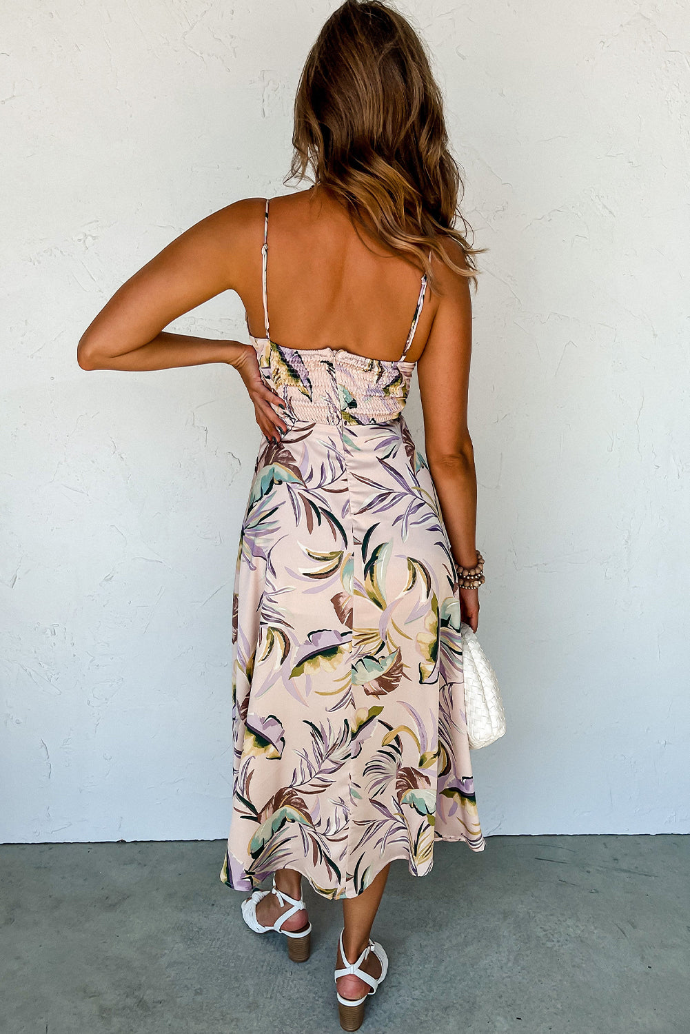 Apricot Tropical Print Dress