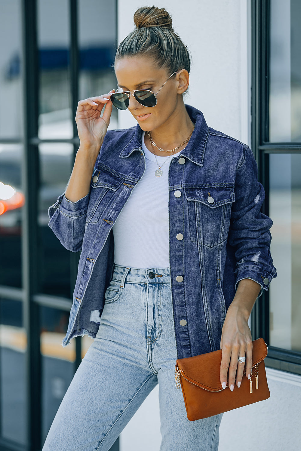 Light Blue Distressed Denim Jacket