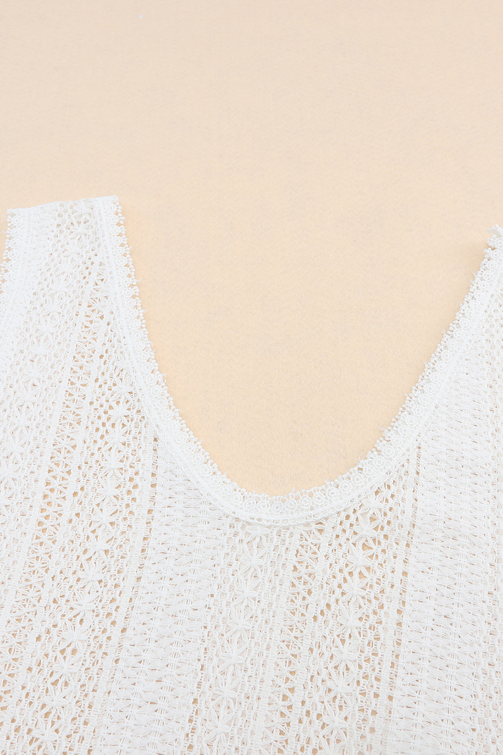White Lace Crochet Open Back Tank Top