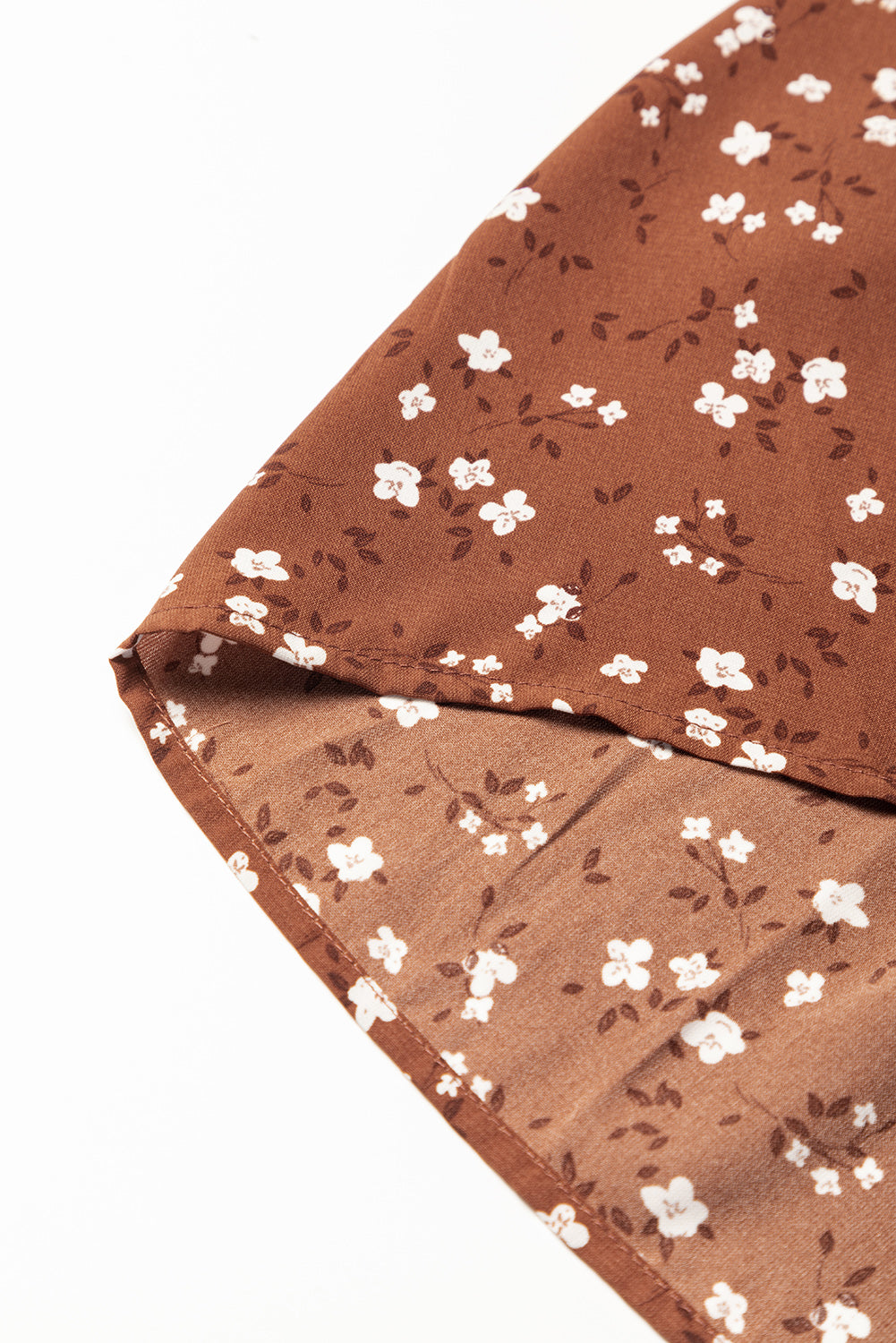 Chestnut Floral Print 3/4 Sleeve Midi Dress