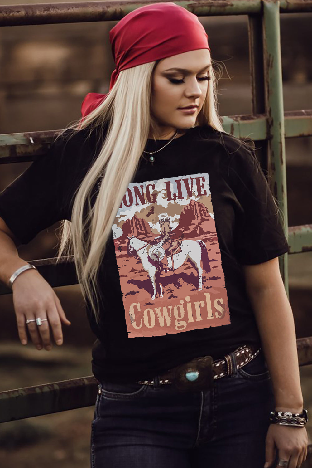 Black LONG LIVE Cowgirls Graphic Tee