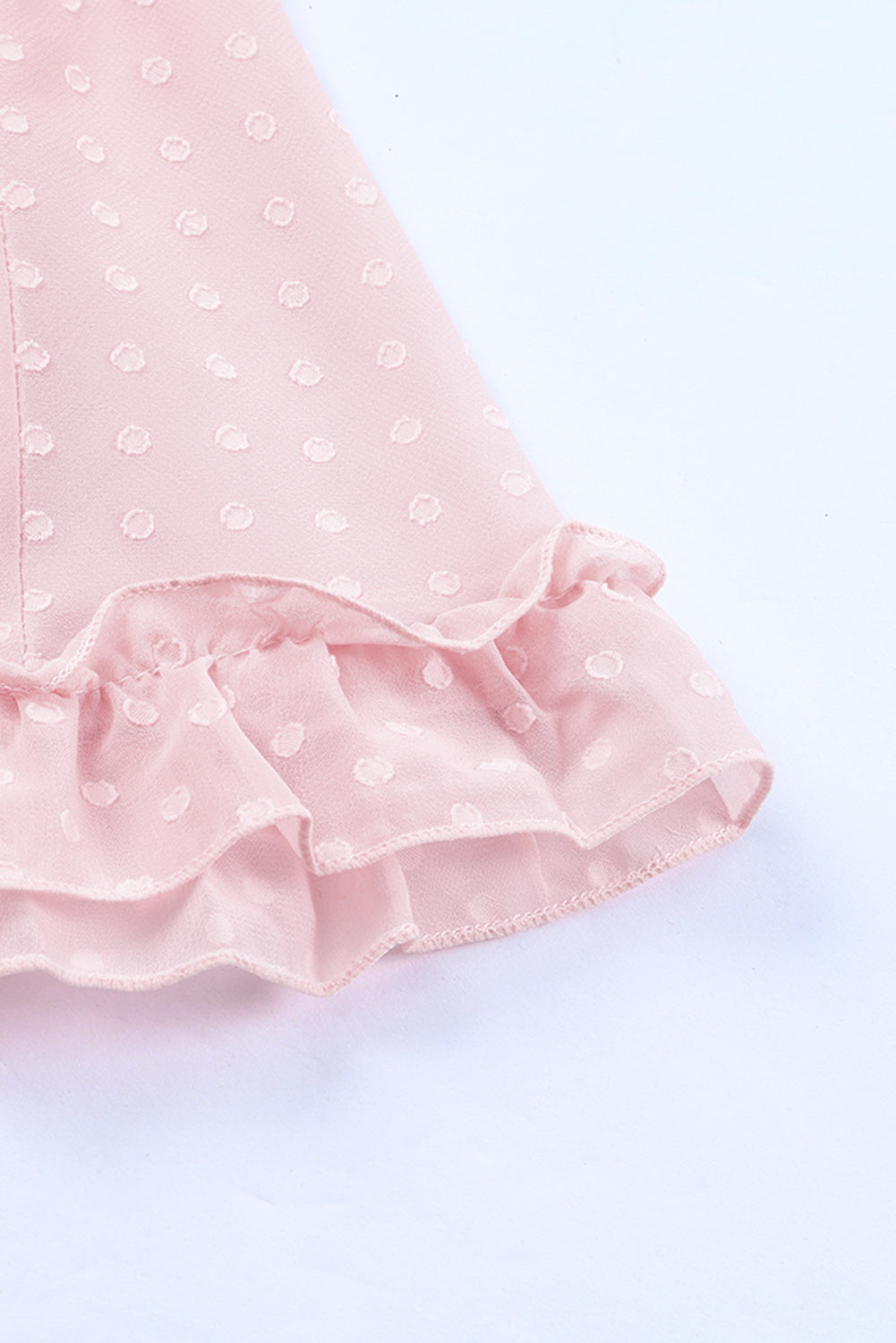 Pink Open Back Puff Sleeve Swiss Dot Mini Dress