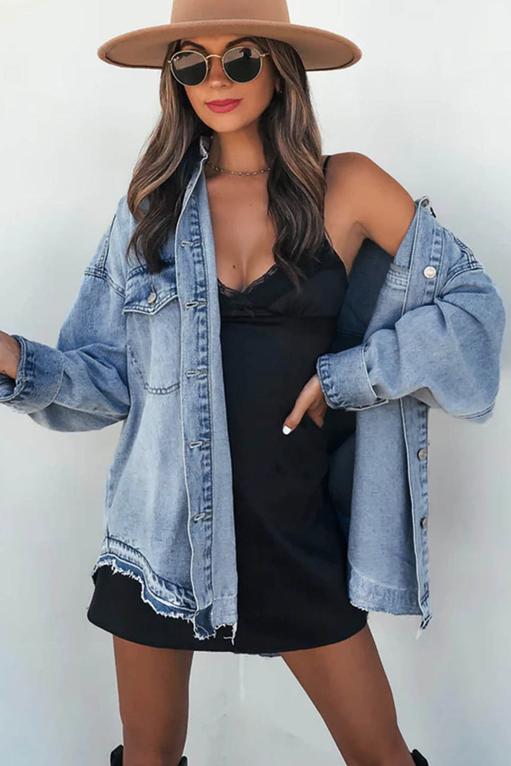 Sky Blue Oversized Denim Jacket