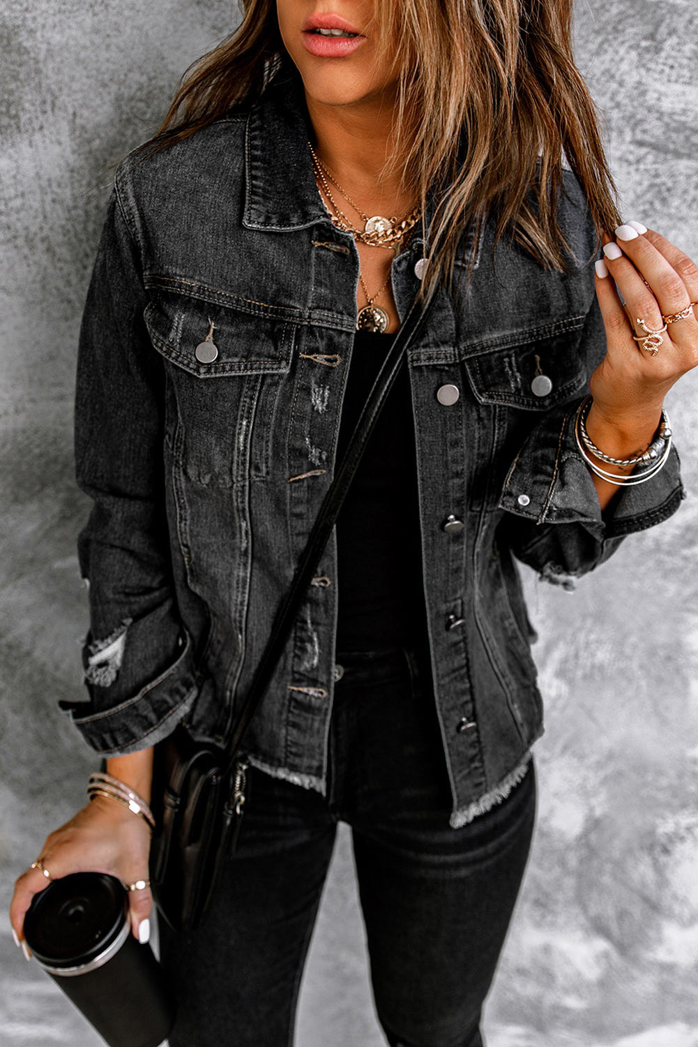 Light Blue Distressed Denim Jacket