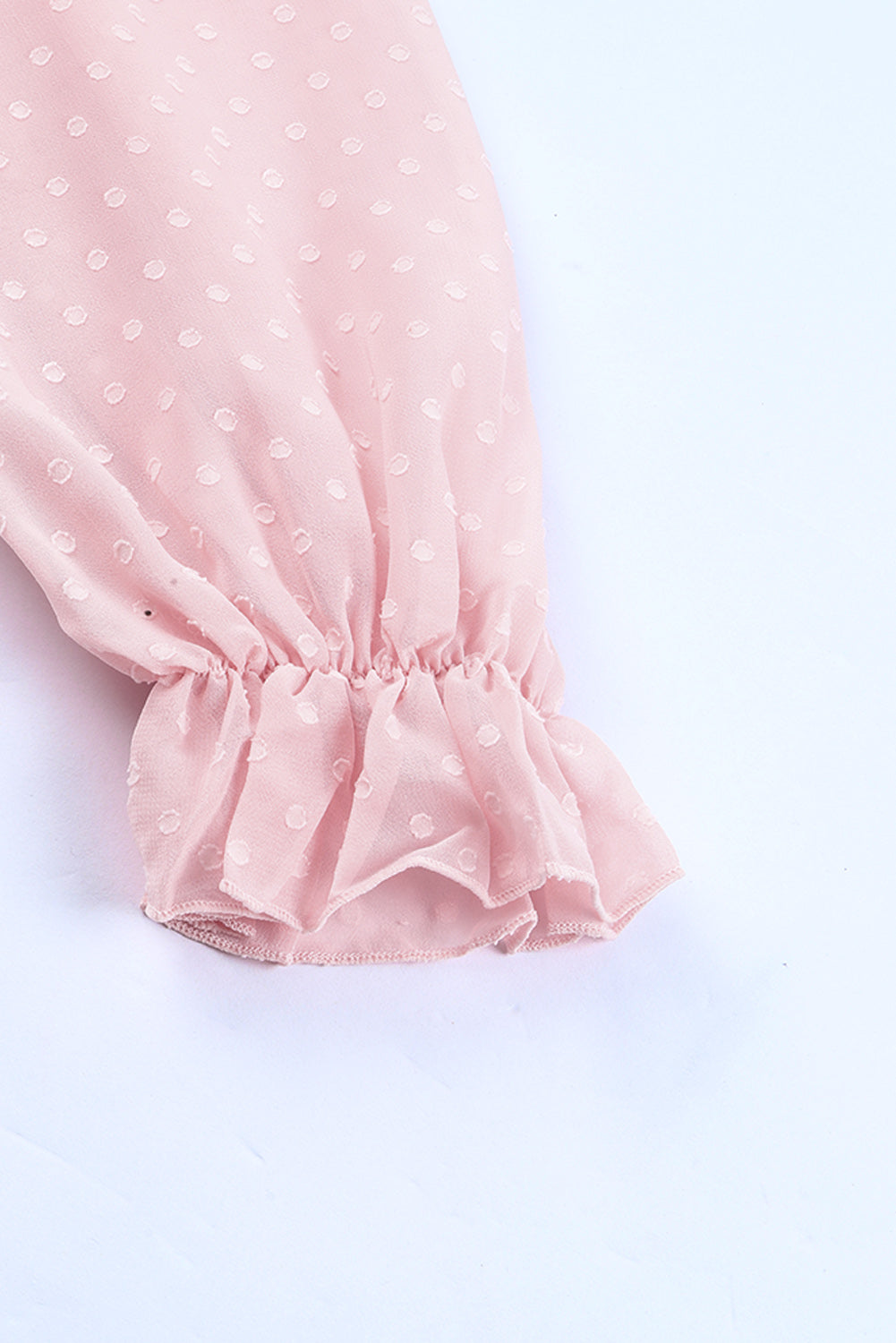 Pink Open Back Puff Sleeve Swiss Dot Mini Dress