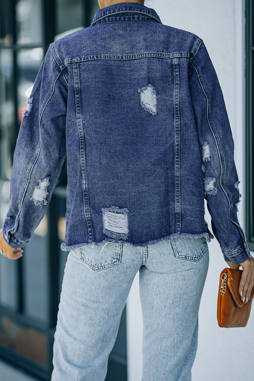 Light Blue Distressed Denim Jacket