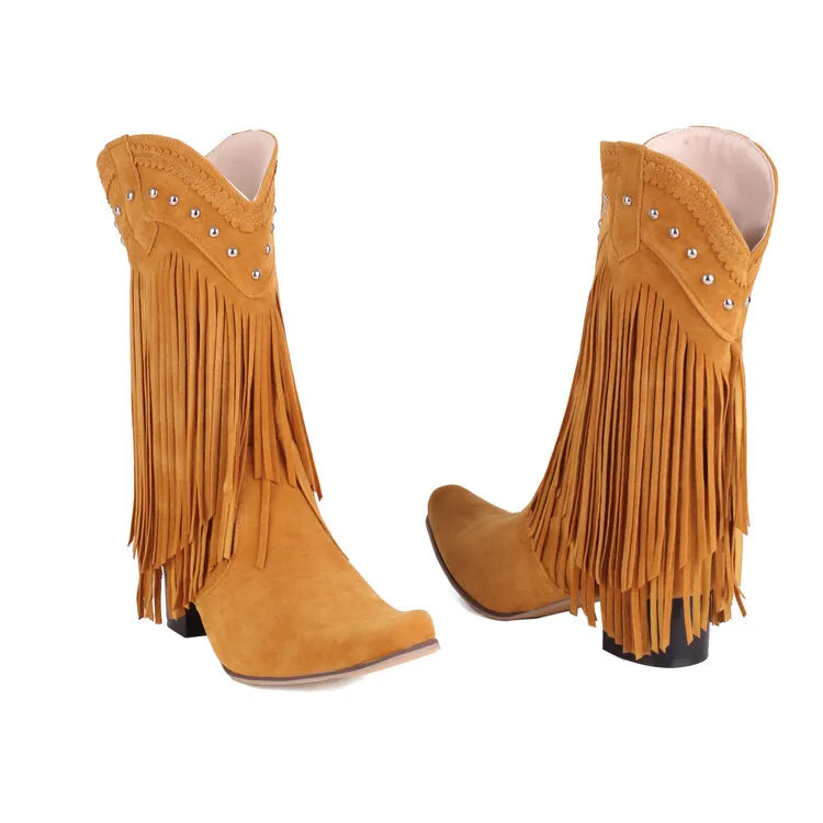 Snip-Toe Cowboy Boots with Fringe