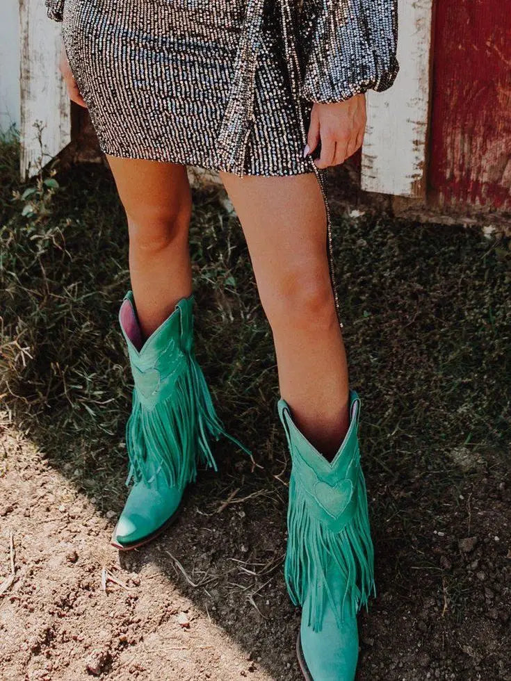 Snip-Toe Cowboy Boots with Fringe