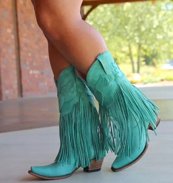 Snip-Toe Cowboy Boots with Fringe