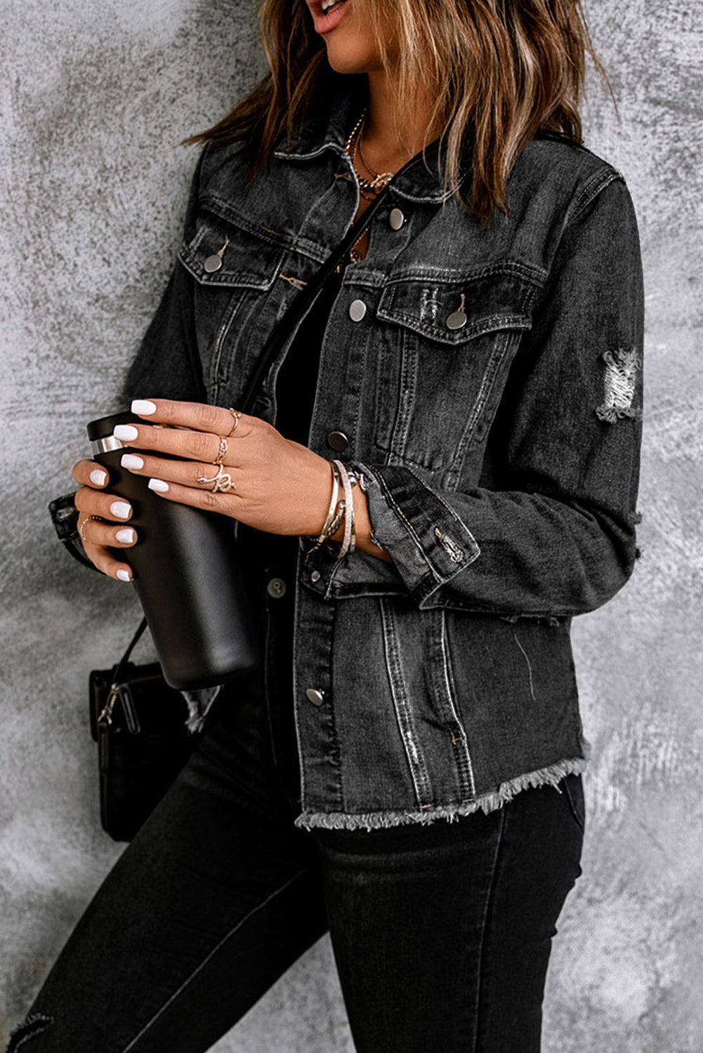 Light Blue Distressed Denim Jacket