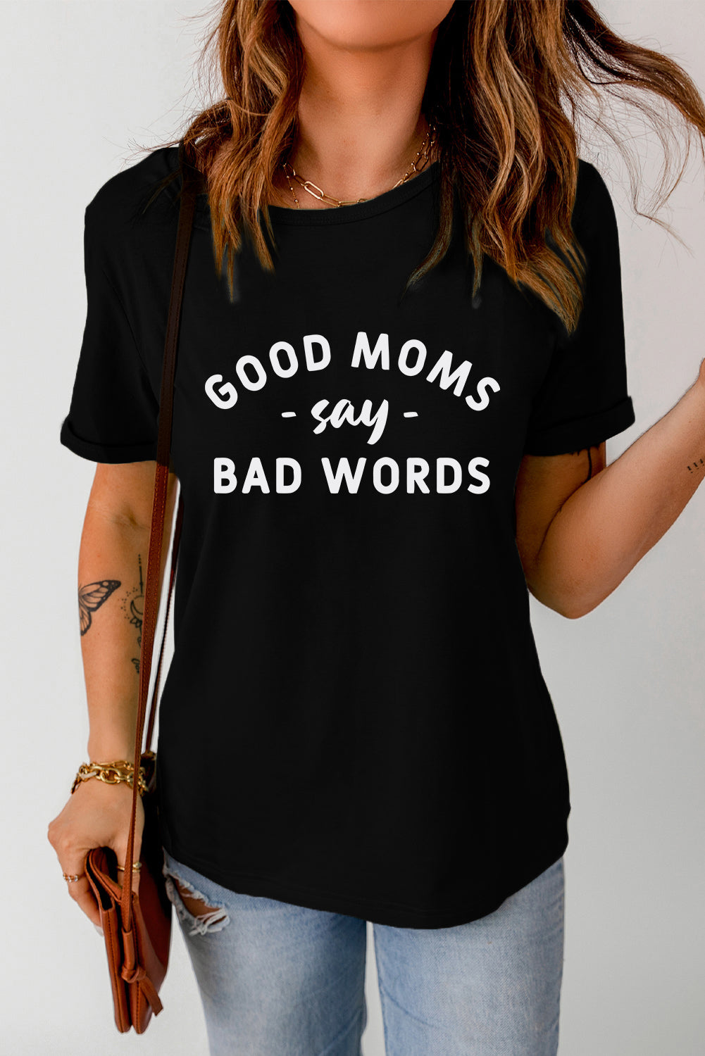 Black Casual Letter Print Graphic Tee