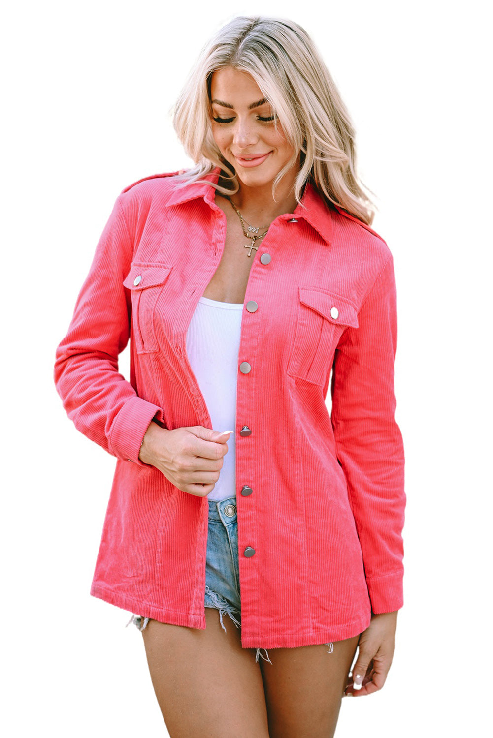 Pink Buttoned Corduroy Jacket