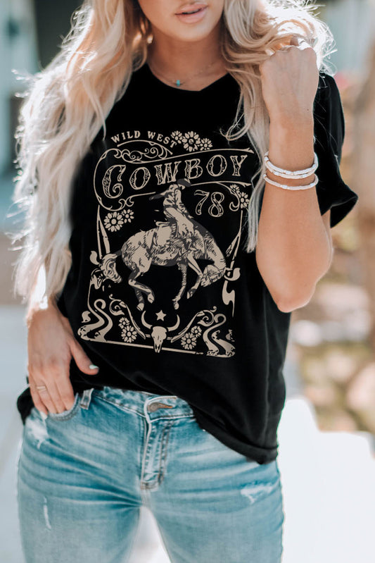 Black Western COWBOY 78 Graphic T Shirt