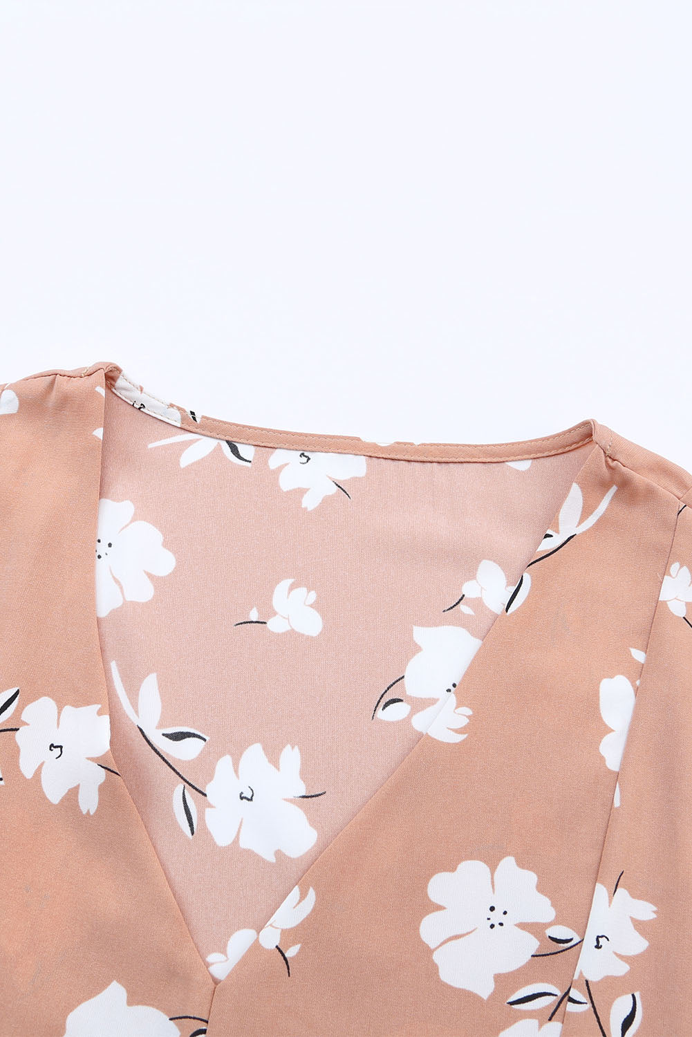 Khaki Floral Babydoll Dress with Pockets