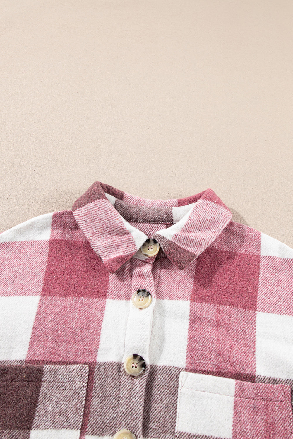 Plaid Buttoned Long Sleeve Jacket with Pocket