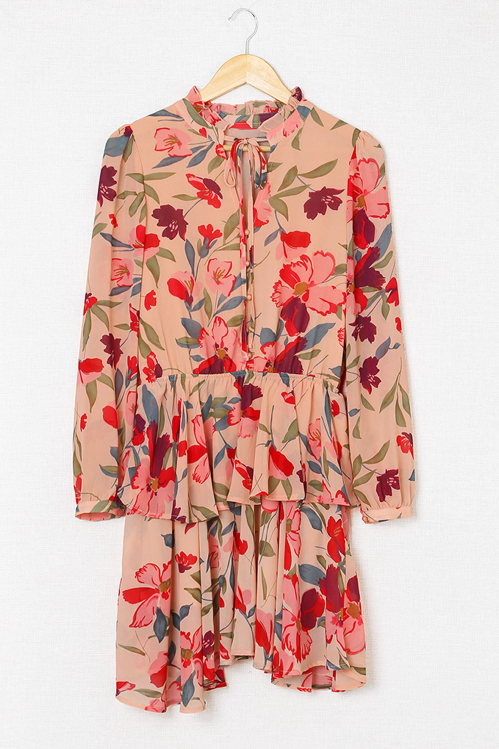 Long Sleeve Floral Dress with Ruffle