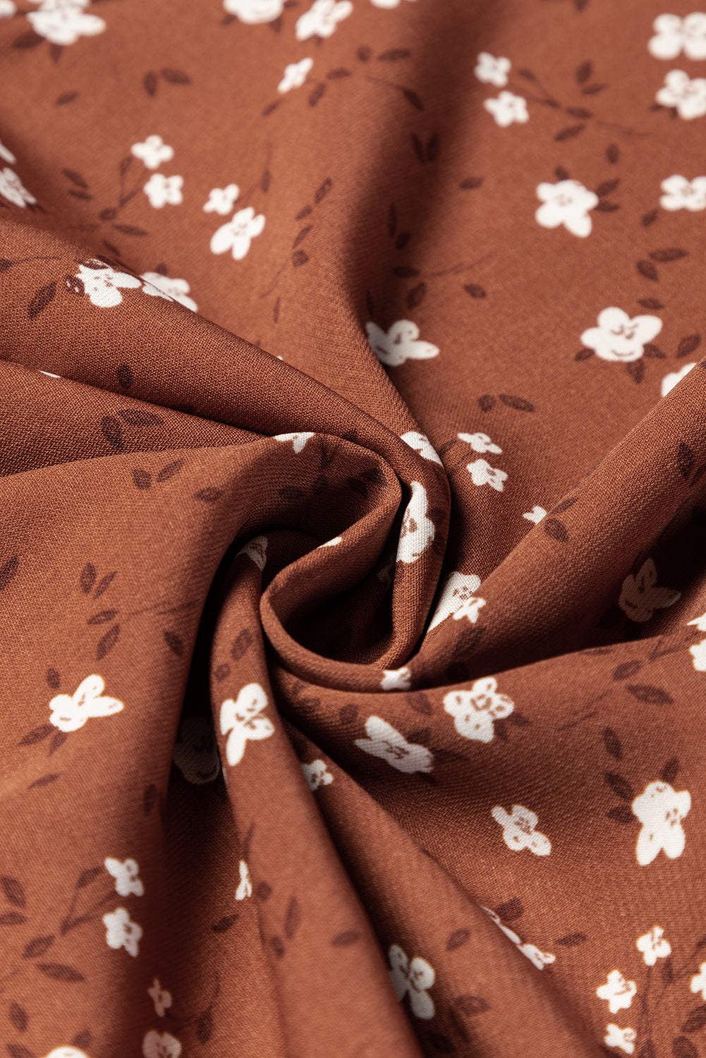 Chestnut Floral Print 3/4 Sleeve Midi Dress