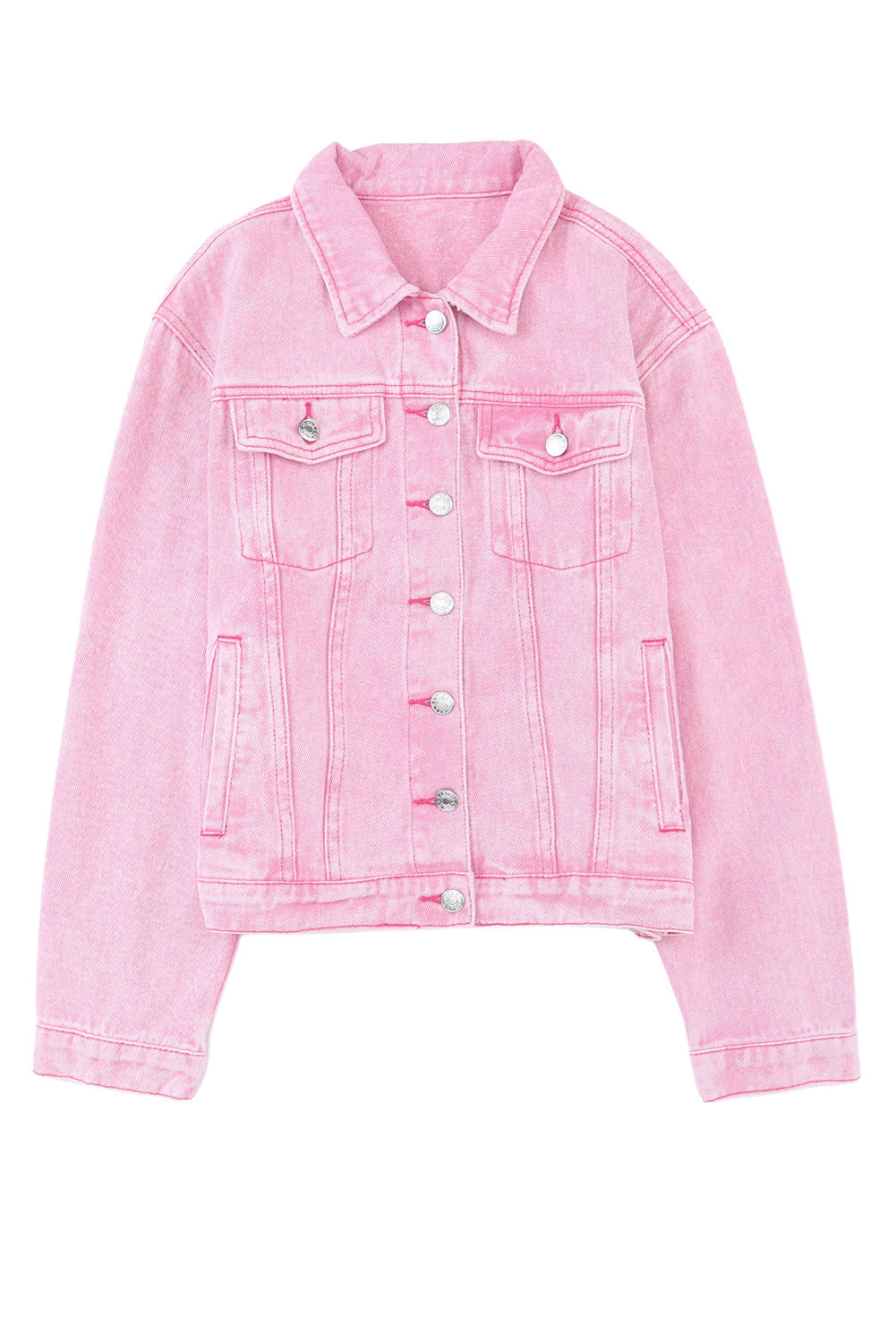 Pink Acid Wash Denim Jacket