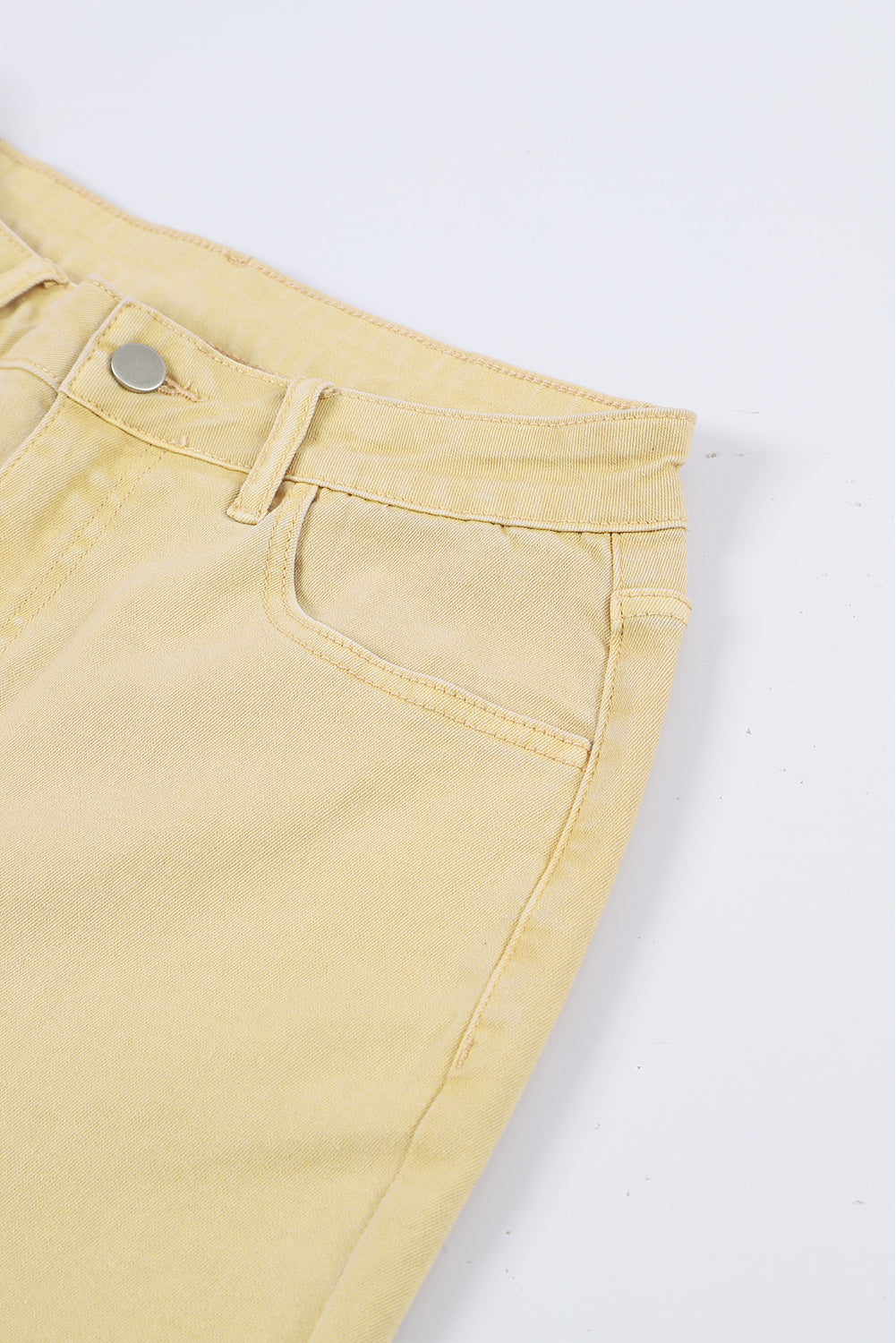 Khaki Raw Edge Mid Waist Flared Jeans