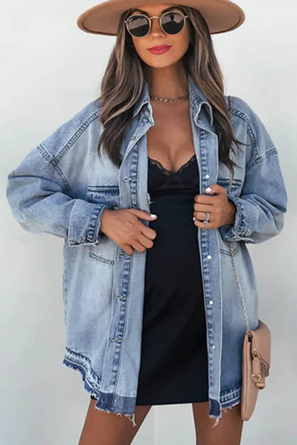 Sky Blue Oversized Denim Jacket