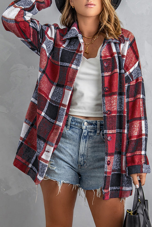 Red Plaid Print Shacket