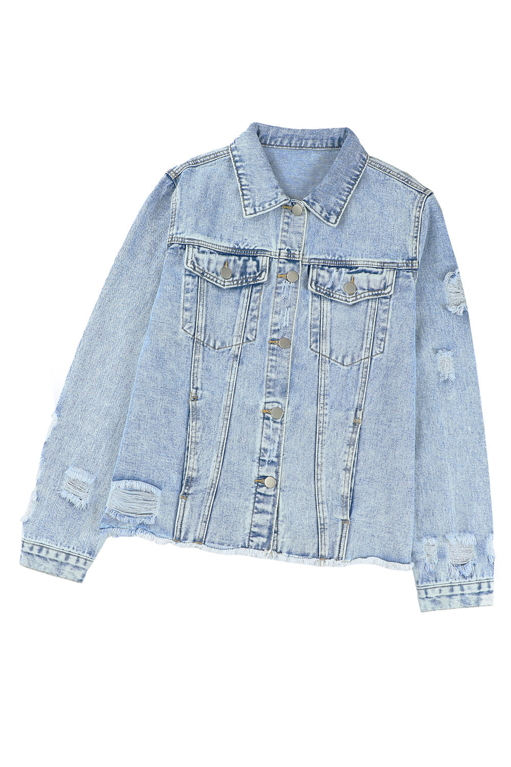 Light Blue Distressed Denim Jacket