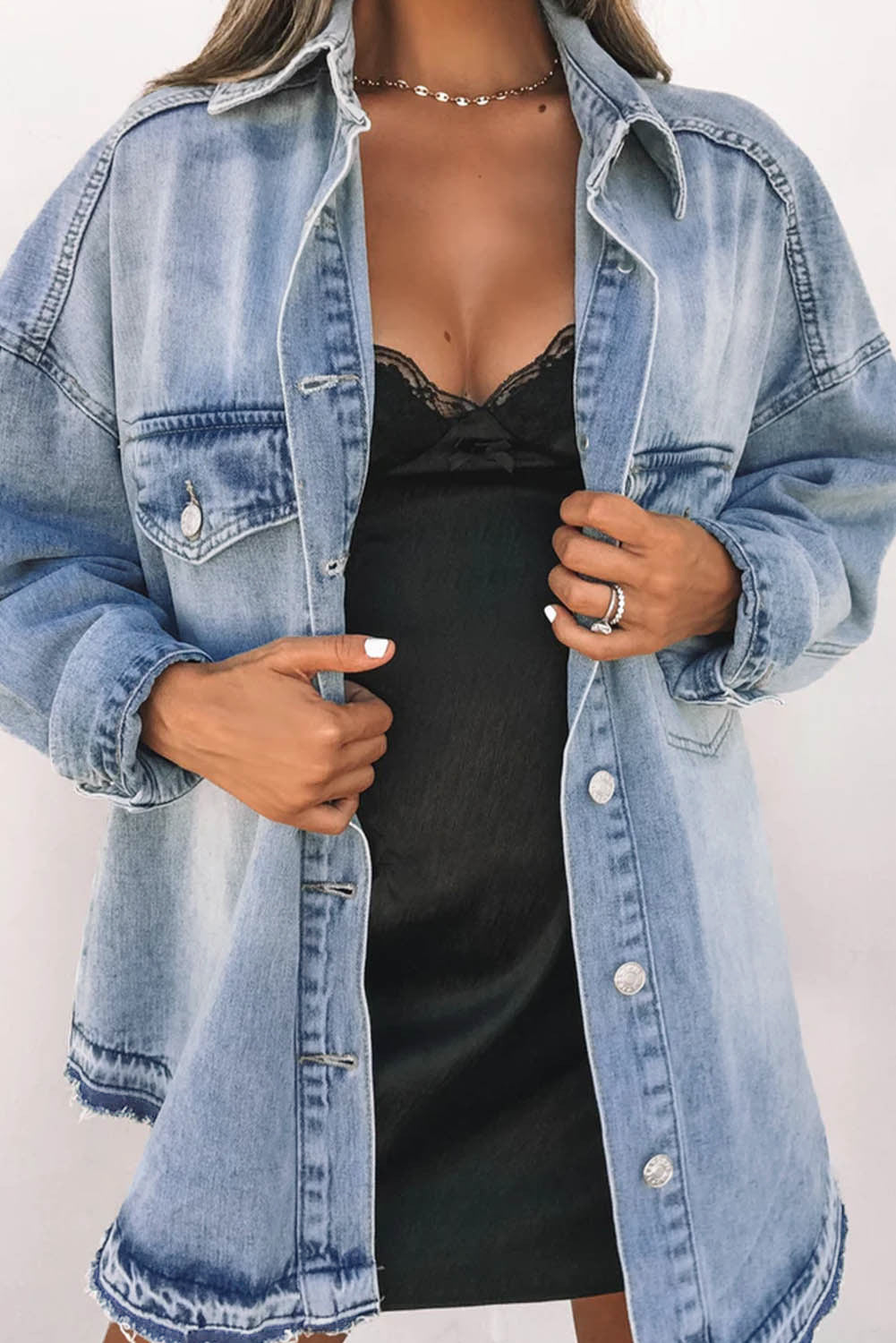 Sky Blue Oversized Denim Jacket