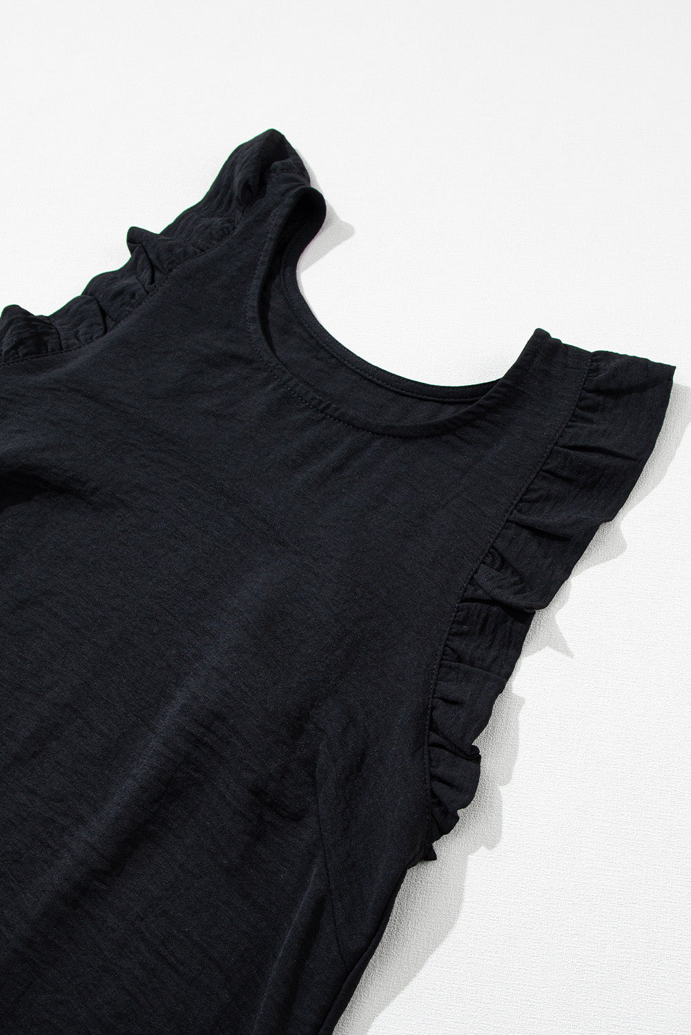 Black Ruffled Sleeveless Mini Dress
