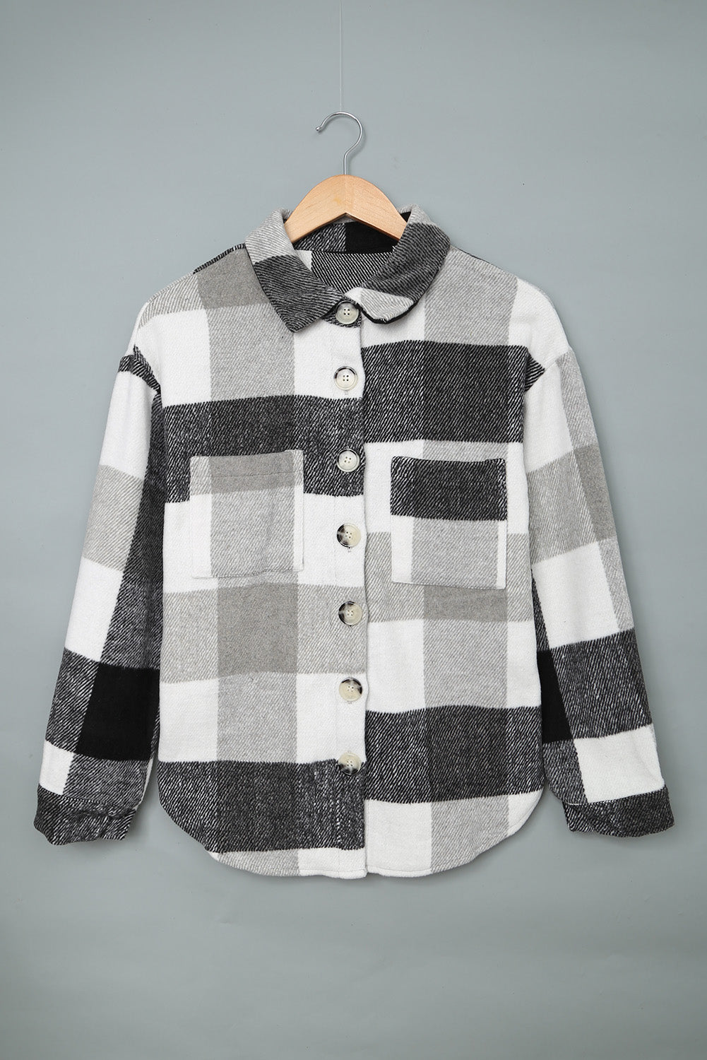 Gray Plaid Jacket with Pocket