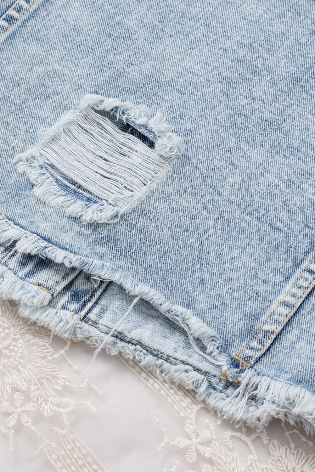 Light Blue Distressed Denim Jacket