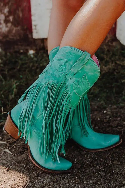 Snip-Toe Cowboy Boots with Fringe